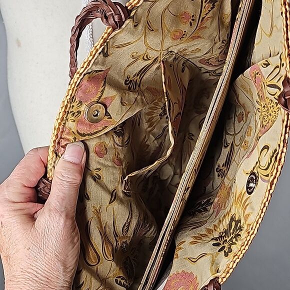 Shoulder Bag 100 Percent Wheat Straw Braided Handles Tan Brown NWT - Picture 5 of 7